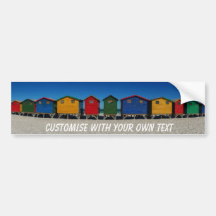 Row of Brightly Coloured Beach Huts Custom Text Bumper Sticker