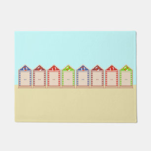 Row of Colourful Beach Huts Doormat