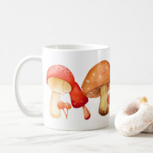 Row of Cute Mushroom Fungi Lover Mycology Coffee Mug