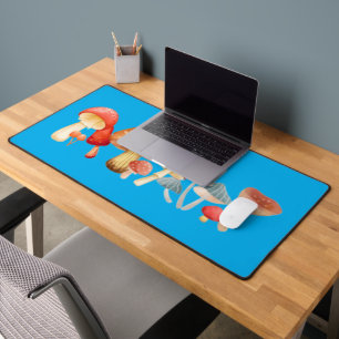 Row of Cute Mushroom Fungi Lover Mycology Desk Mat