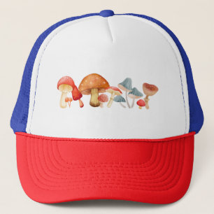 Row of Cute Mushroom Fungi Lover Mycology Trucker Hat