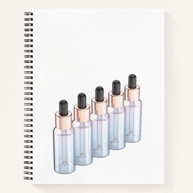 Row of glass dropper bottles notebook (Front)