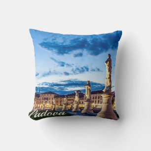 Row of illuminated statues in Padova Cushion