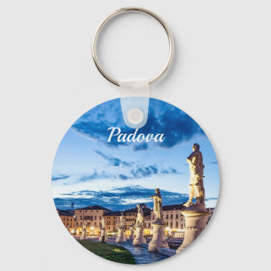 Row of illuminated statues in Padova Key Ring