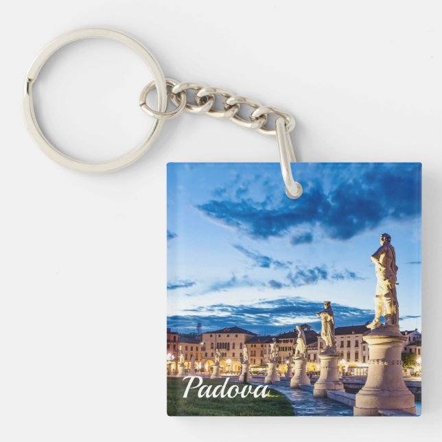 Row of illuminated statues in Padova Key Ring (Front)
