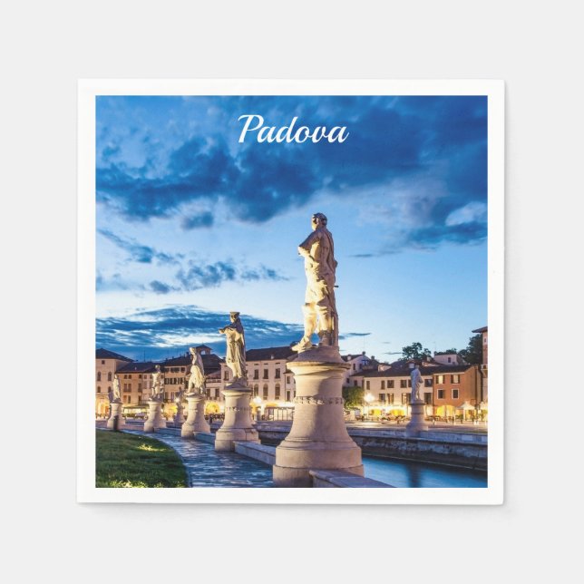 Row of illuminated statues in Padova Napkin (Front)