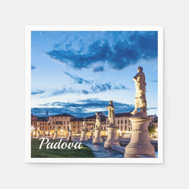 Row of illuminated statues in Padova Napkin (Front)