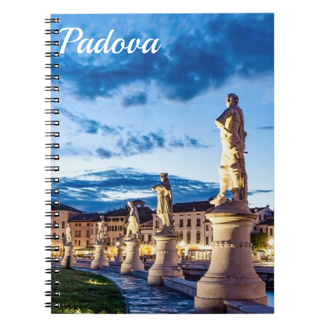 Row of illuminated statues in Padova Notebook (Front)