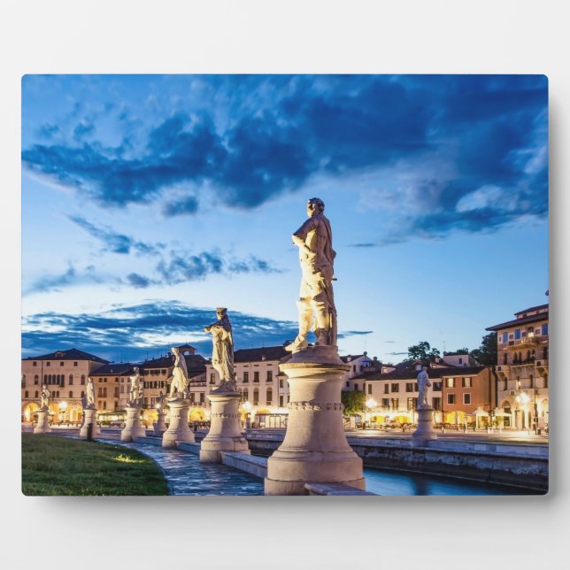Row of illuminated statues in Padova Plaque (Front)