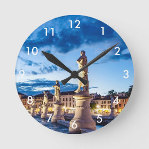 Row of illuminated statues in Padova Round Clock