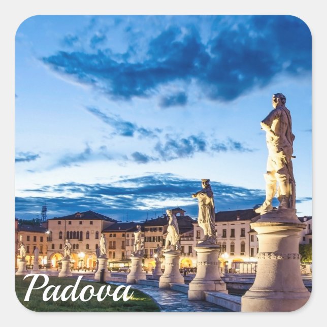 Row of illuminated statues in Padova Square Sticker (Front)