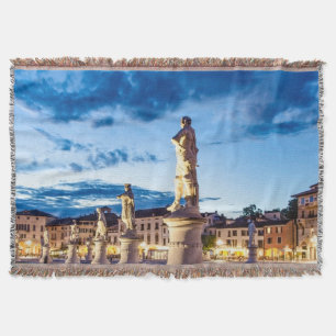 Row of illuminated statues in Padova Throw Blanket