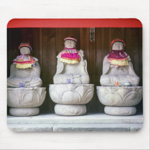 Row of Jizo monk statues with bib and hat - Japan Mouse Pad