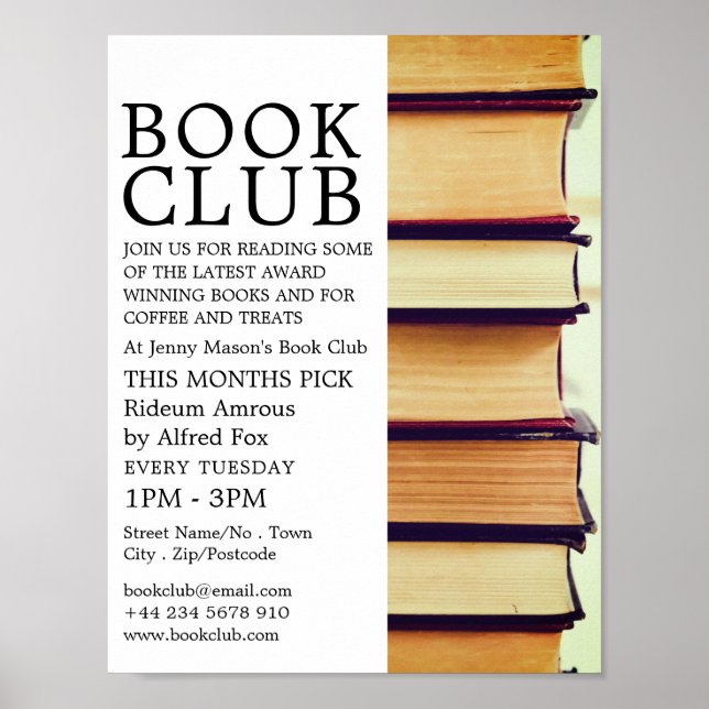 Row of Old Books, Book Club Advertising Poster (Front)