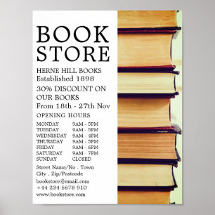 Row of Old Books, Book Store Advertising Poster