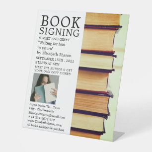 Row of Old Books, Writers Book Signing Advertising Pedestal Sign