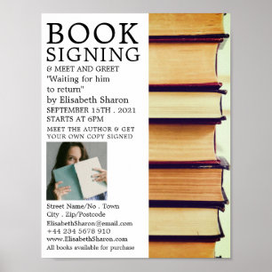 Row of Old Books, Writers Book Signing Advertising Poster