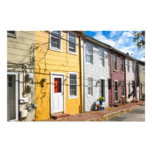 Row of Old Colourful Wooden Houses