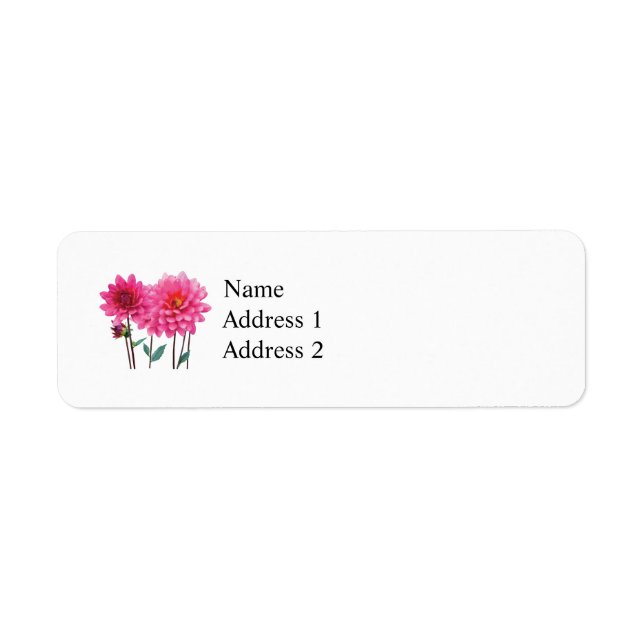 Row of Pink Dahlias Return Address Label (Front)