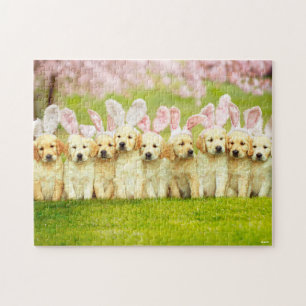 Row of Puppy Bunnies Jigsaw Puzzle