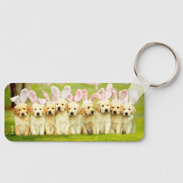 Row of Puppy Bunnies Key Ring (Front)