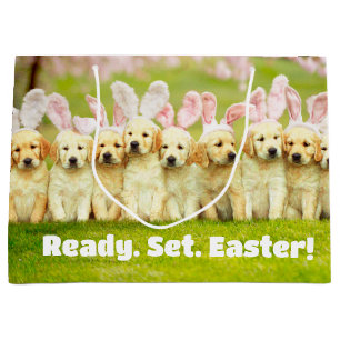 Row of Puppy Bunnies Large Gift Bag
