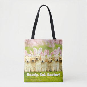 Row of Puppy Bunnies Tote Bag