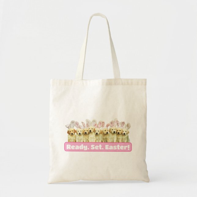 Row of Puppy Bunnies Tote Bag (Front)
