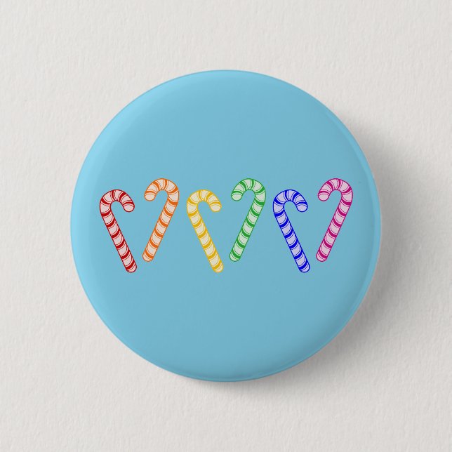 Row of Rainbow Candy Canes 6 Cm Round Badge (Front)