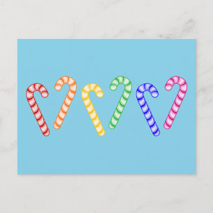 Row of Rainbow Candy Canes Postcard