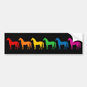 Row of Rainbow Colour Horses Bumper Sticker