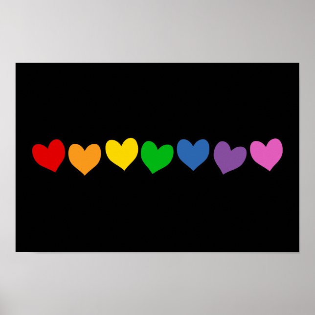 Row of Rainbow Hearts Poster (Front)