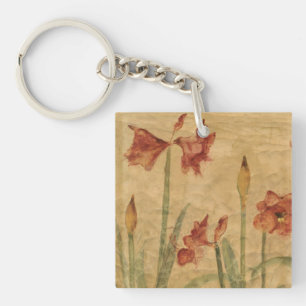 Row of Red Amaryllis Key Ring