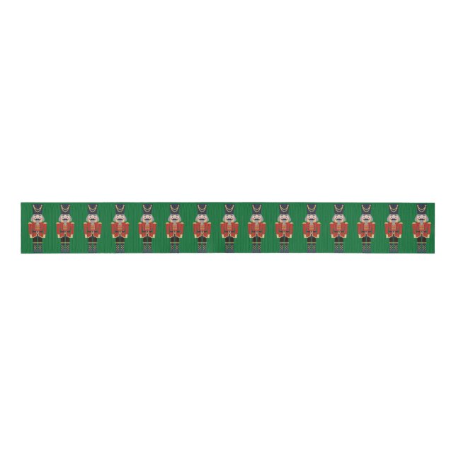 Row of Red Christmas Nutcrackers Grosgrain Ribbon (Front)
