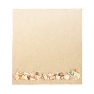 Row of Seashells on Beach Sand Notepad