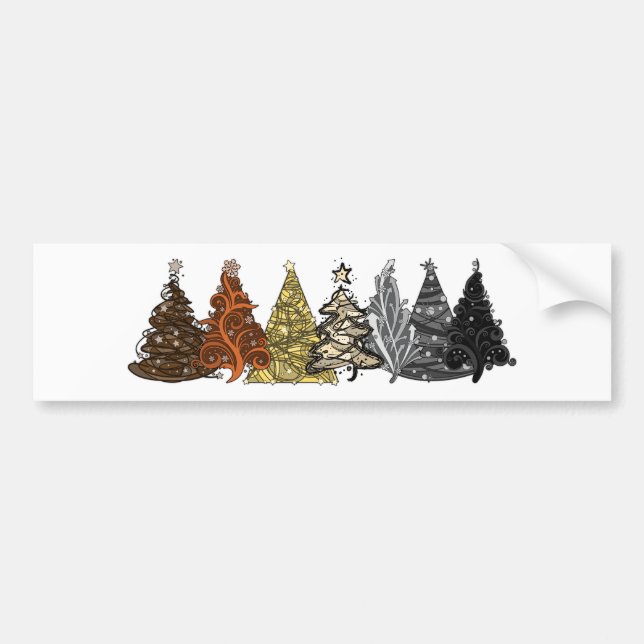 Row of Seven Gay Bear Pride Flag Christmas Trees Bumper Sticker (Front)