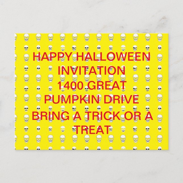 Row Of Skulls - Halloween Invitation Postcard (Front)