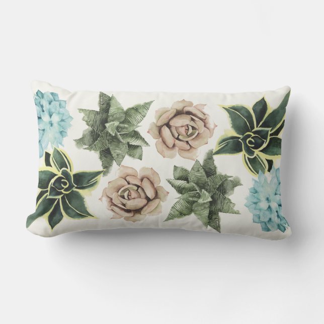 Row of Succulents Lumbar Cushion (Front)