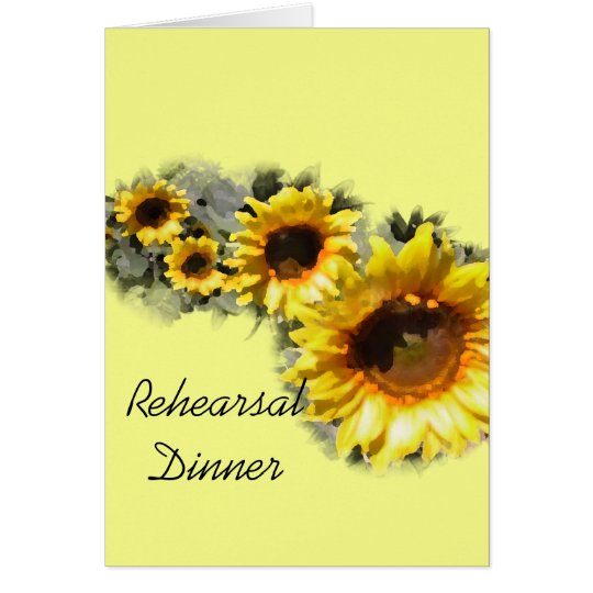 Row of Sunflowers Rehearsal Dinner Invitation Card
