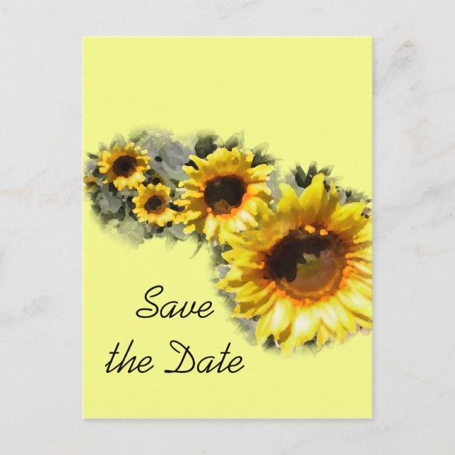 Row of Sunflowers Wedding Save the Date Announcement Postcard (Front)