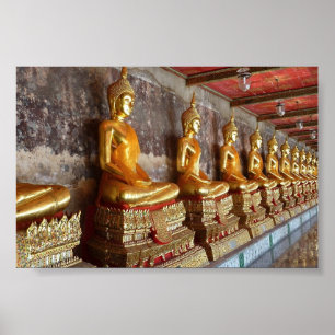 Row of Thai Buddha images Poster