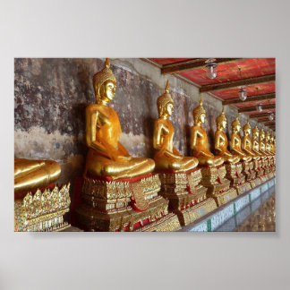 Row of Thai Buddha images Poster