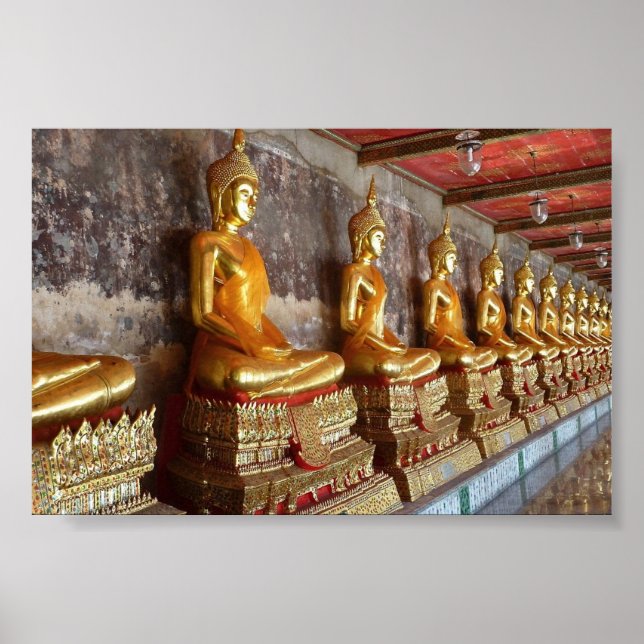 Row of Thai Buddha images Poster (Front)