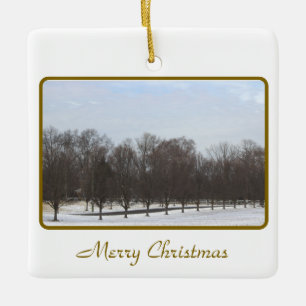 Row of Trees in Snow Ornament