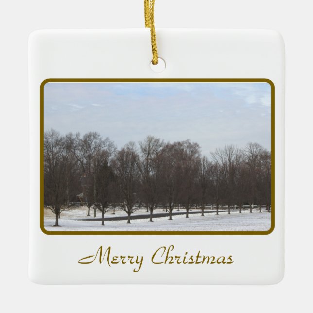 Row of Trees in Snow Ornament (Front)
