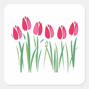Row Of Tulips Square Sticker
