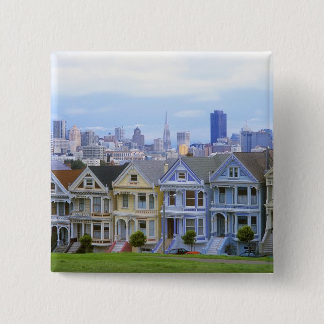 Row of Victorian Homes 15 Cm Square Badge (Front)
