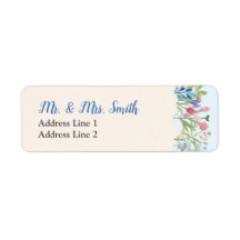 Row of Watercolor Wildflowers Wedding Labels