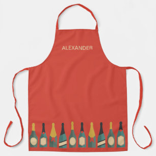 Row of Wine Bottles Personalise  Apron