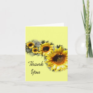 Row of Yellow Garden Sunflowers Thank You Card